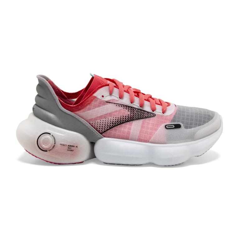 Brooks Womens Aurora-Bl Road Running Shoes - Grey/Coral/Black (528960-HGU)